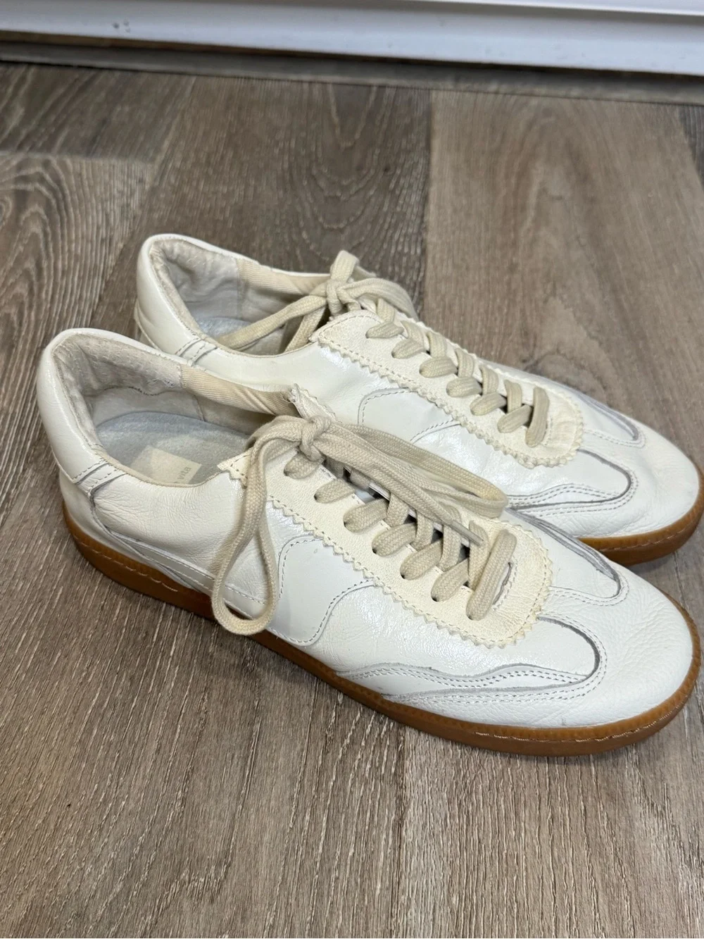 Dolce Vita Notice Cream Upper Sneaker with Tan Gum Sole